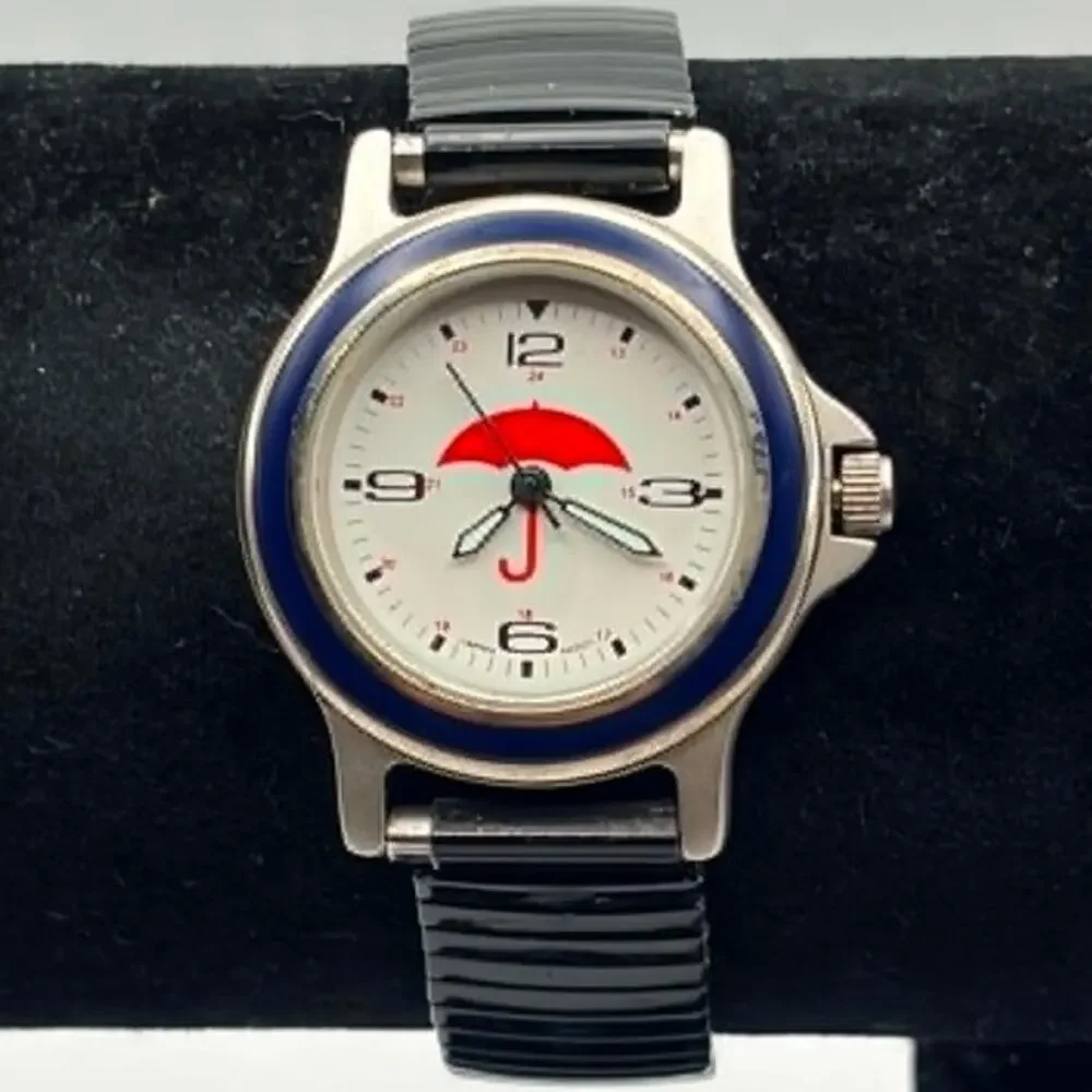 Silver & Black Umbrella Watch
